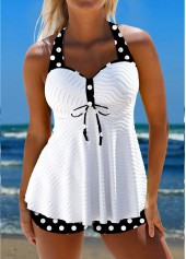 ensemble de tankini blanc à pois en jacquard taille plus rotita