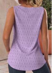 Purple tops,Plain Color tops,ROTITA Textured Fabric Purple Square Neck Sleeveless Tank Top