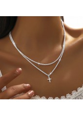 ensemble de colliers en alliage blanc argenté à couches croisées