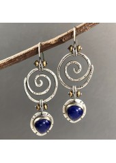 Silver jewelry,Blue jewelry,Contrast Color jewelry,Silver Alloy Cutout Spiral Design Earrings