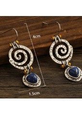 Silver jewelry,Blue jewelry,Contrast Color jewelry,Silver Alloy Cutout Spiral Design Earrings