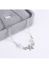 Silvery White jewelry,Contrast Color jewelry,Silvery White Round Pearl Design Alloy Anklet