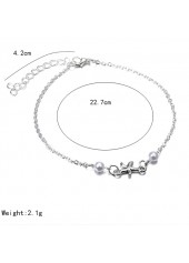 Silvery White jewelry,Contrast Color jewelry,Silvery White Round Pearl Design Alloy Anklet