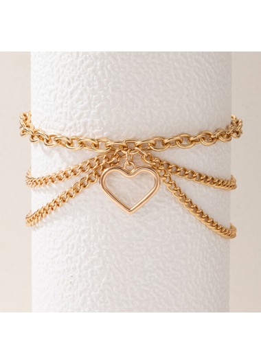 Gold jewelry,Gold Heart Alloy Material Multi-layer Anklet