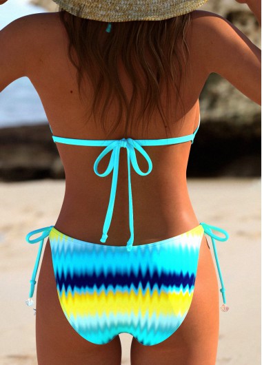 Cyan swimwear,Ombre swimwear,ROTITA Tie Back Cyan Ombre Bikini Set
