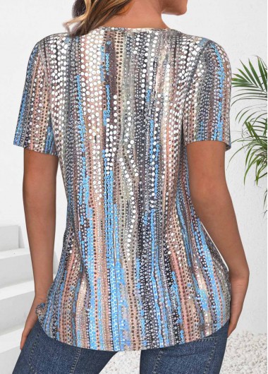 Neon Blue tops,Dot tops,Striped tops,Geometric tops,ROTITA Circular Ring Polka Dot Neon Blue T Shirt