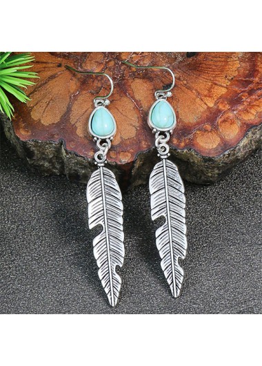 Silvery White jewelry,Silvery White Feathers Design Alloy Earrings