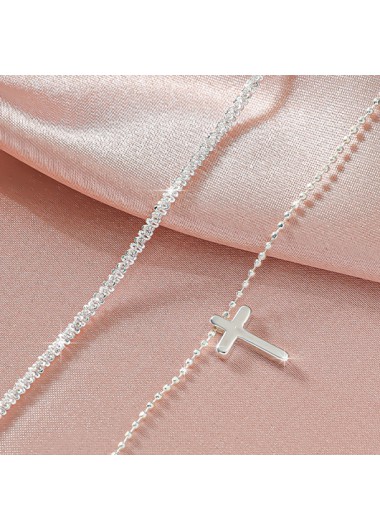Silvery White jewelry,Cross Silvery White Alloy Anklets Set