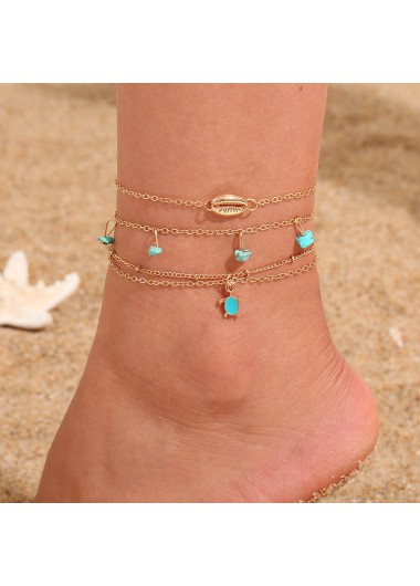 Gold jewelry,Shell Layered Gold Alloy Anklets Set