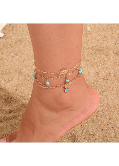 Gold jewelry,Shell Layered Gold Alloy Anklets Set