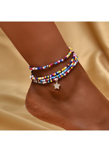 Multi Color jewelry,Contrast Color jewelry,Star Layered Design Multi Color Anklet
