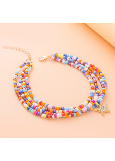 Multi Color jewelry,Contrast Color jewelry,Star Layered Design Multi Color Anklet