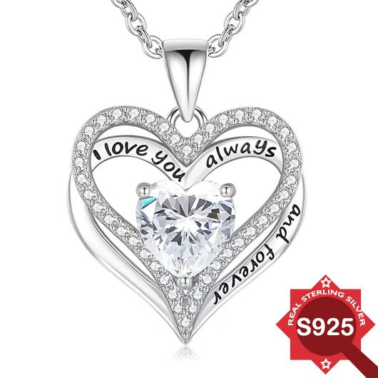 Heart Silvery White 925 Silver Necklace