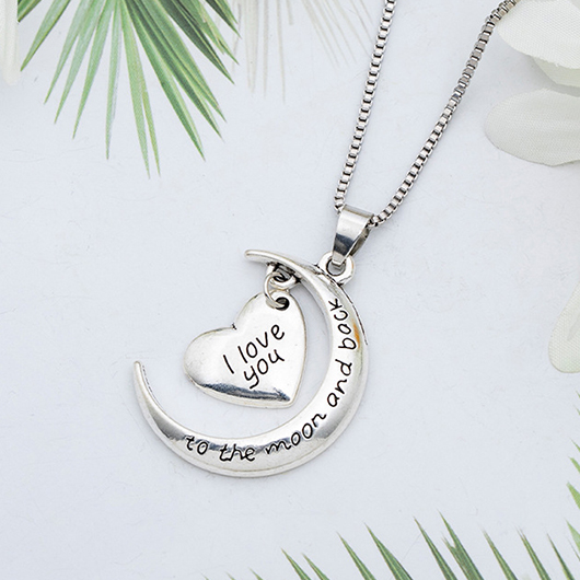 Heart Silvery White Letter Alloy Necklace