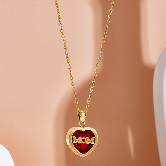 Heart Red Letter Patchwork Pendant Necklace