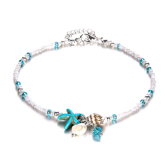 Mint Green jewelry,Animal Print jewelry,Mint Green Alloy Beaded Starfish Anklet