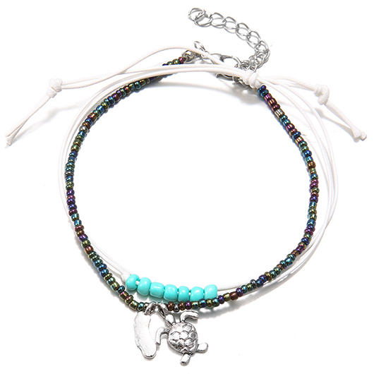Mint Green jewelry,Black jewelry,Contrast Color jewelry,Turtle Beaded Mint Green Alloy Anklet Set
