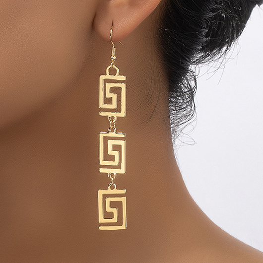 Gold Geometric Hollow Design Alloy Earrings