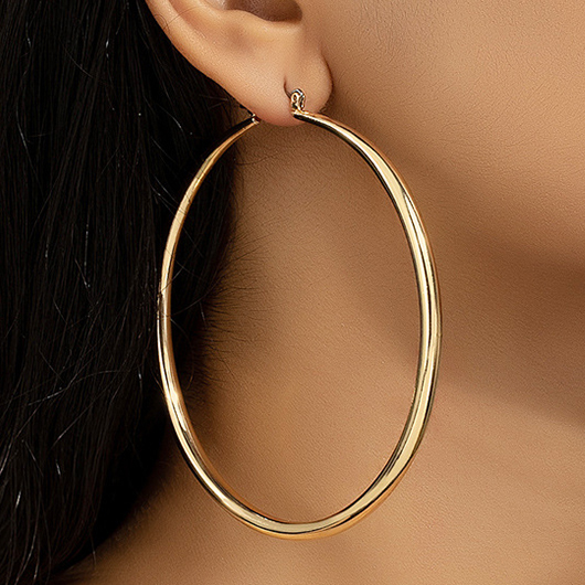 Large Hoop Design Gold Alloy Earrings