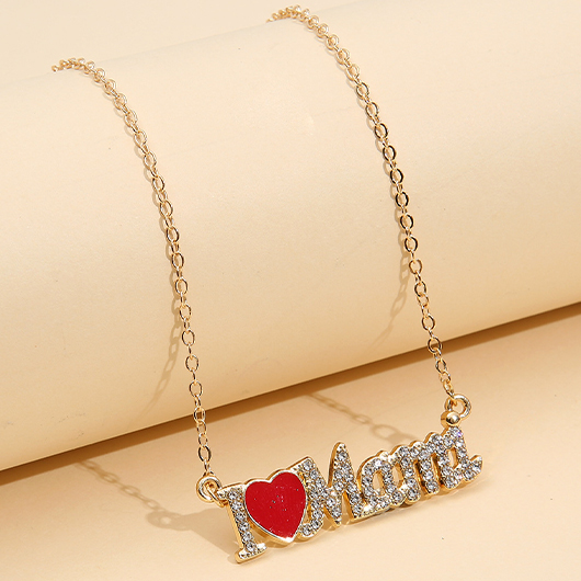 Gold jewelry,Contrast Color jewelry,Gold Letter Design Rhinestone Alloy Necklace