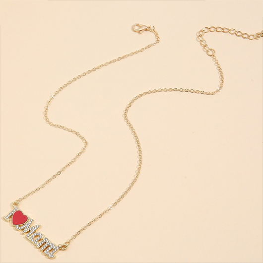 Gold jewelry,Contrast Color jewelry,Gold Letter Design Rhinestone Alloy Necklace