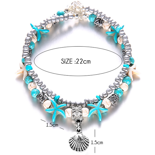 Mint Green jewelry,Shell Layered Mint Green Alloy Anklet