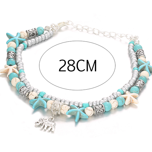 Mint Green jewelry,Elephant Beaded Layered Mint Green Anklet