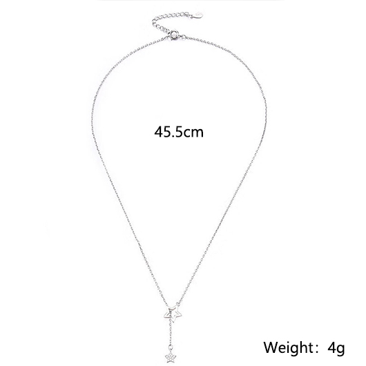 Silvery White jewelry,Geometric jewelry,Star Silvery White Alloy Geometric Necklace