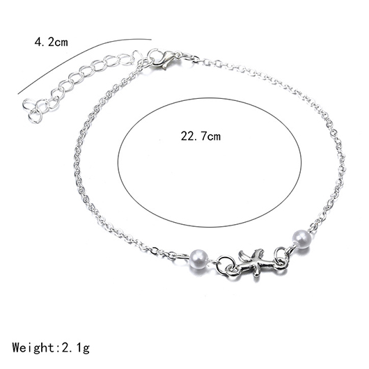 Silvery White jewelry,Animal Print jewelry,Silvery White Alloy Animal Starfish Anklet