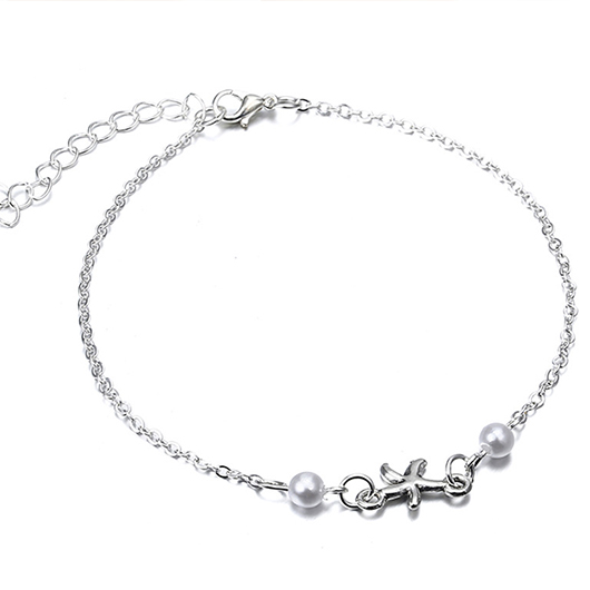 Silvery White jewelry,Animal Print jewelry,Silvery White Alloy Animal Starfish Anklet