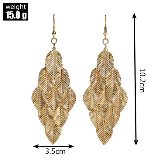 Gold jewelry,Plants jewelry,Leaf Gold Plant Alloy Layered Earrings