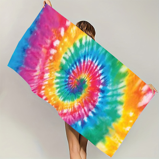 couverture de plage couleur arc-en-ciel à imprimé tie-dye