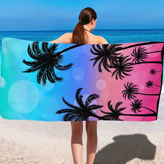 Tropical Plants Print Multi Color Beach Blanket