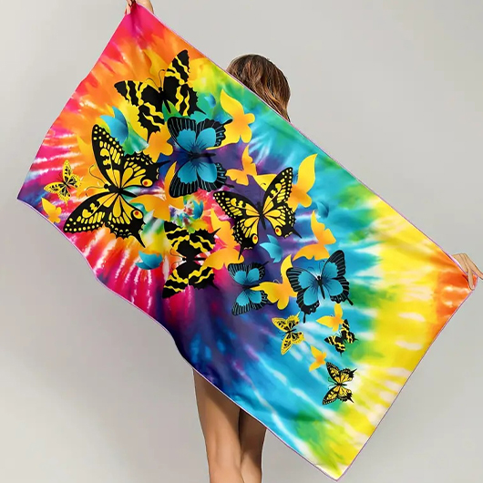couverture de plage multicolore à imprimé papillon