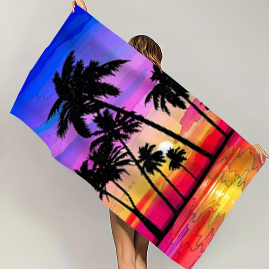 Tropical Plants Print Multi Color Beach Blanket