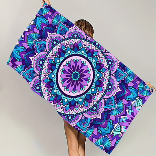 couverture de plage violette à imprimé tribal floral