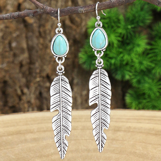 Silvery White Feathers Design Alloy Earrings