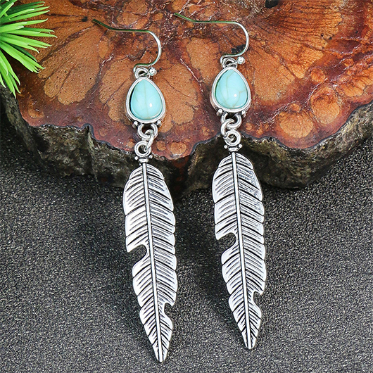 Silvery White jewelry,Silvery White Feathers Design Alloy Earrings