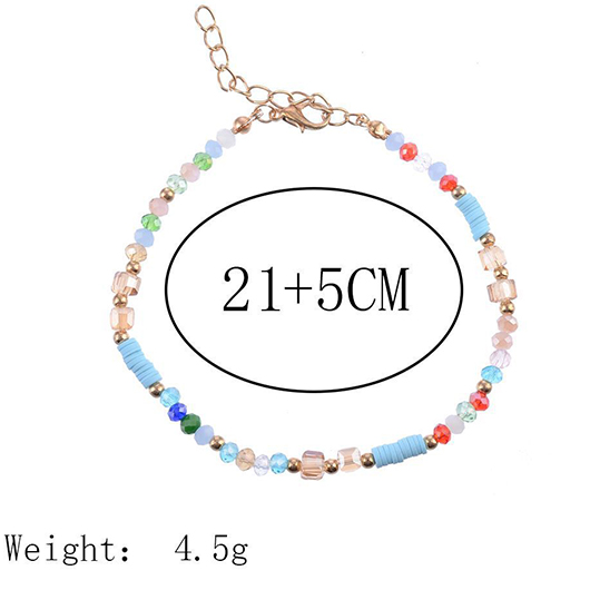 Multi Color Beaded Design Alloy Anklet