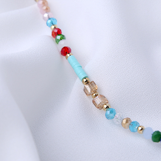 Multi Color Beaded Design Alloy Anklet
