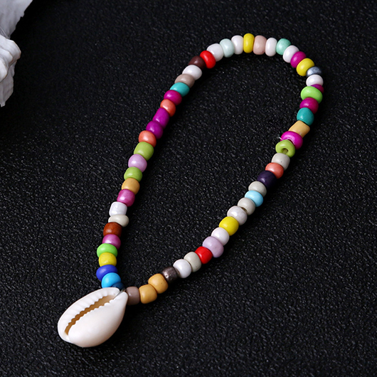 Multi Color jewelry,Geometric jewelry,Shell Multi Color Beaded Polyresin Anklet