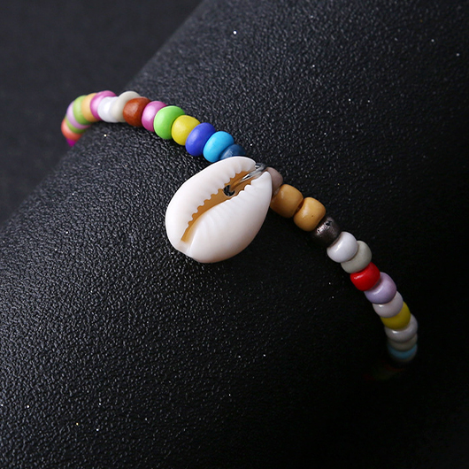 Multi Color jewelry,Geometric jewelry,Shell Multi Color Beaded Polyresin Anklet