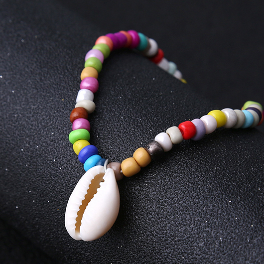 Multi Color jewelry,Geometric jewelry,Shell Multi Color Beaded Polyresin Anklet
