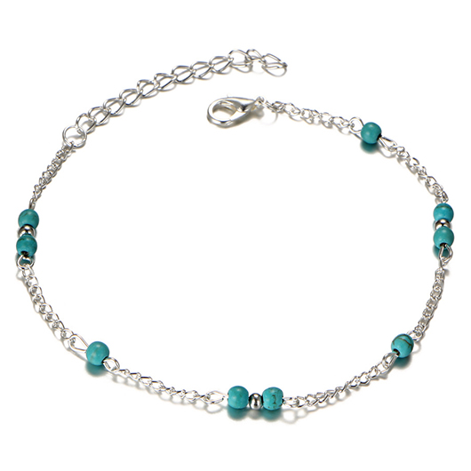 Mint Green jewelry,Geometric jewelry,Mint Green Alloy Turquoise Beaded Anklet