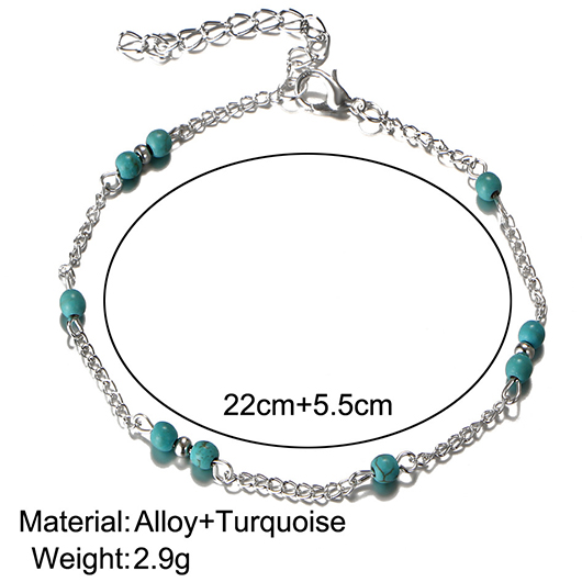 Mint Green jewelry,Geometric jewelry,Mint Green Alloy Turquoise Beaded Anklet