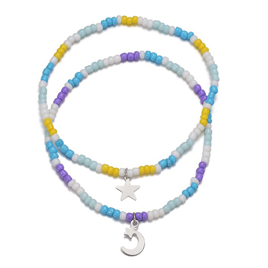Mint Green jewelry,Multi Color jewelry,Moon Mint Green Polyresin Anklets Set