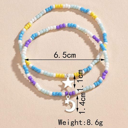 Mint Green jewelry,Multi Color jewelry,Moon Mint Green Polyresin Anklets Set
