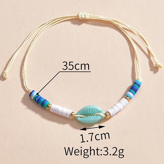 Mint Green jewelry,Geometric jewelry,Shell Geometric Mint Green Beaded Anklet