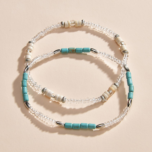 Mint Green jewelry,Geometric jewelry,Geometric Mint Green Beaded Bohemian Anklets
