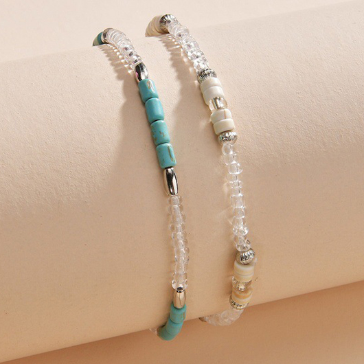 Mint Green jewelry,Geometric jewelry,Geometric Mint Green Beaded Bohemian Anklets